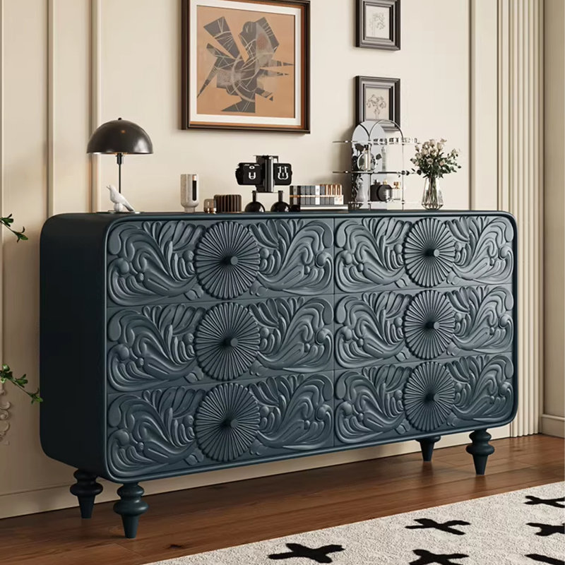 Black Solid Wood Accent Cabinet, Black, 35.43" H x 47.24" W x 15.75" D