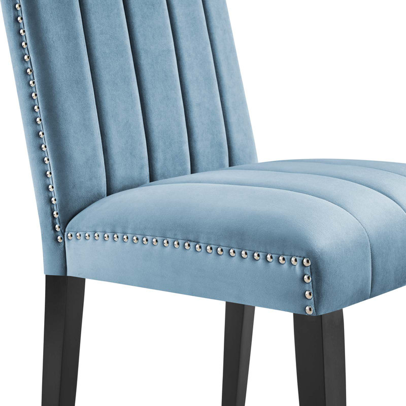 Light Blue Velvet Upholstered Parsons Side Chair Set