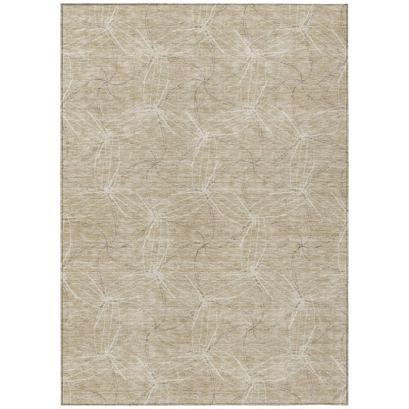 Tapis intérieur et extérieur lavable beige et ivoire 8 pi x 10 pi