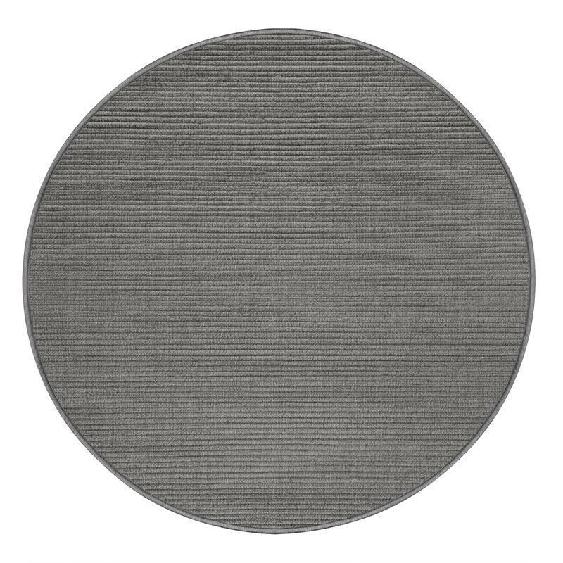 Tapis gris uni lavable à la machine, Rond 6 pi