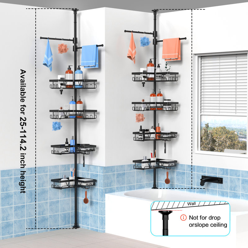 Coin de support de douche antirouille pour salle de bain, organisateur de coin de salle de bain réglable