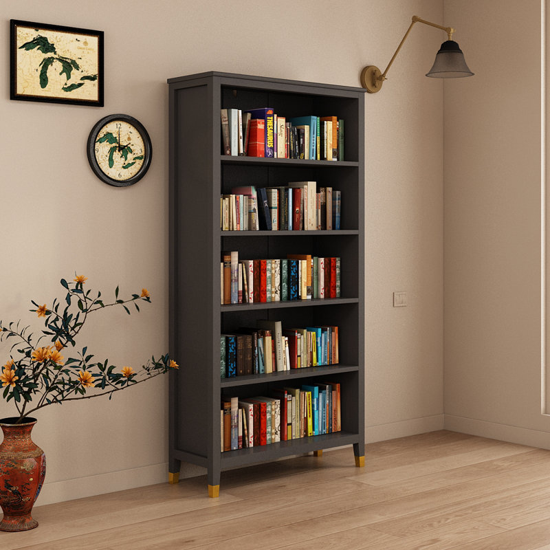 Bibliothèque Adira, Gris, (5 tablettes) H 70 po x l 35 po x P 12 po