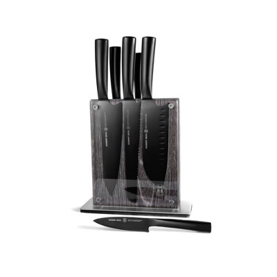 Schmidt Brothers Cutlery Jet Black 7-Piece Knife Block Set