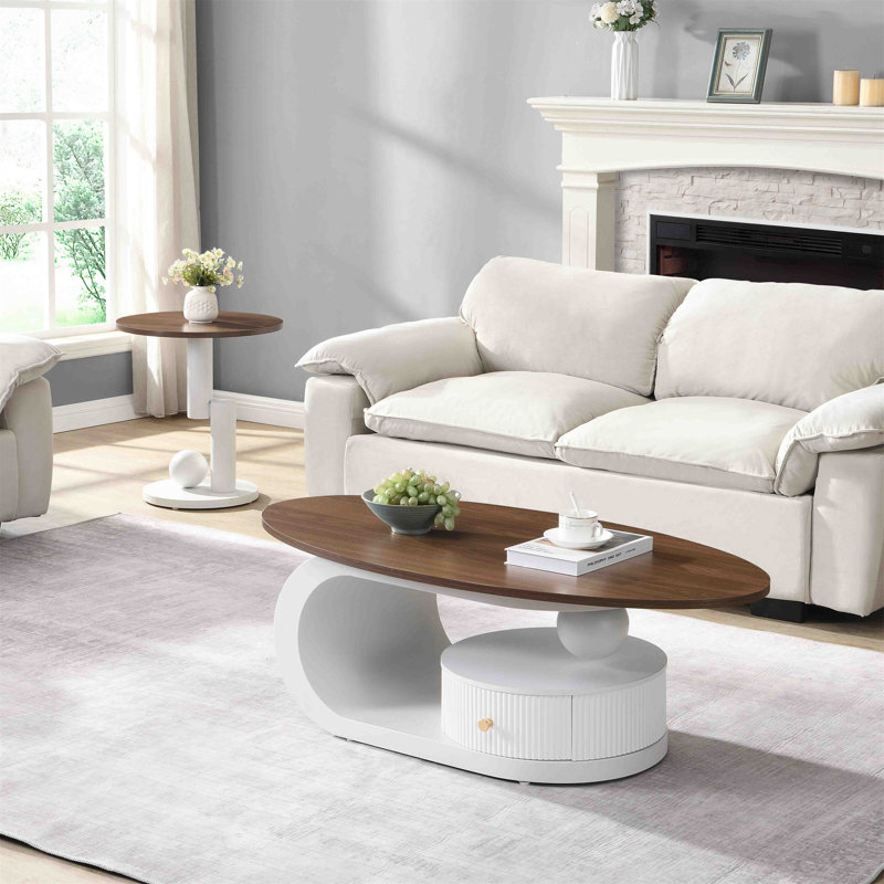 Ensemble de 2 tables gigognes Luxury, Blanc