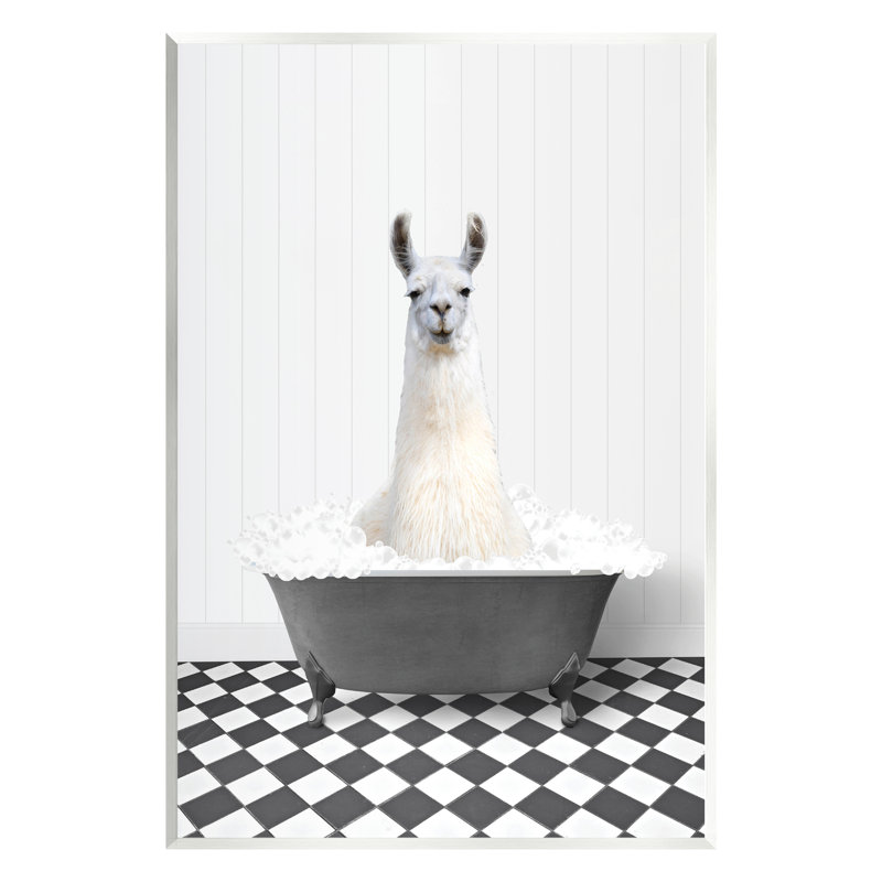 Stupell Industries Vintage Bathroom Llama Wall Plaque Art Design By Lettered And Lined, H 19 po x l 13 po x P 0,5 po