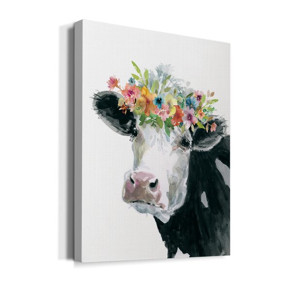 Rosalind Wheeler Flower Crown Cow On Canvas by Carol Robinson Print ...