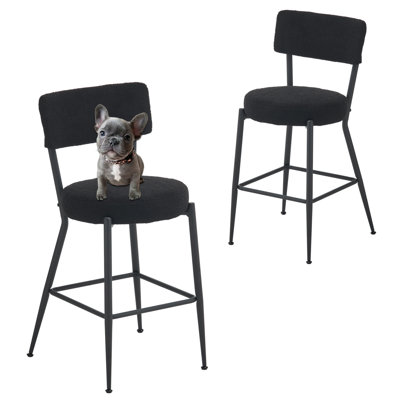 Ensemble de 2 tabourets de bar rembourrés en métal et tissu Teddy