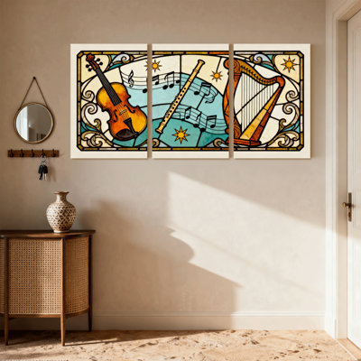 Ensemble de 3 reproductions d'art sur toile en verre coloré