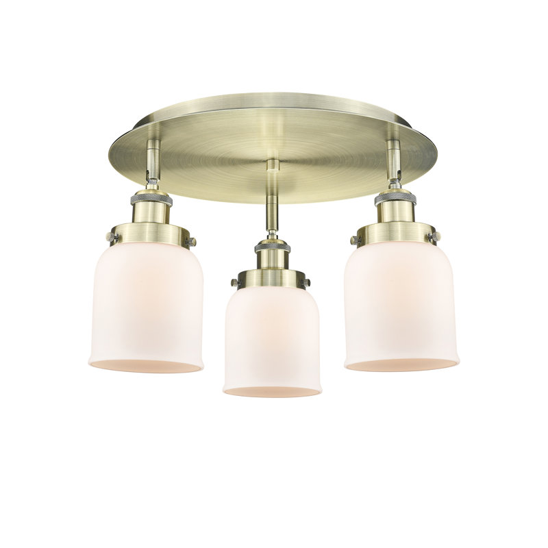 Bejtullah Glass Flush Mount, Matte White, Antique Brass