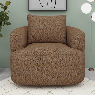 Fauteuil demi-tonneau pivotant à 360 ° avec accoudoirs ergonomiques et coussin décoratif
