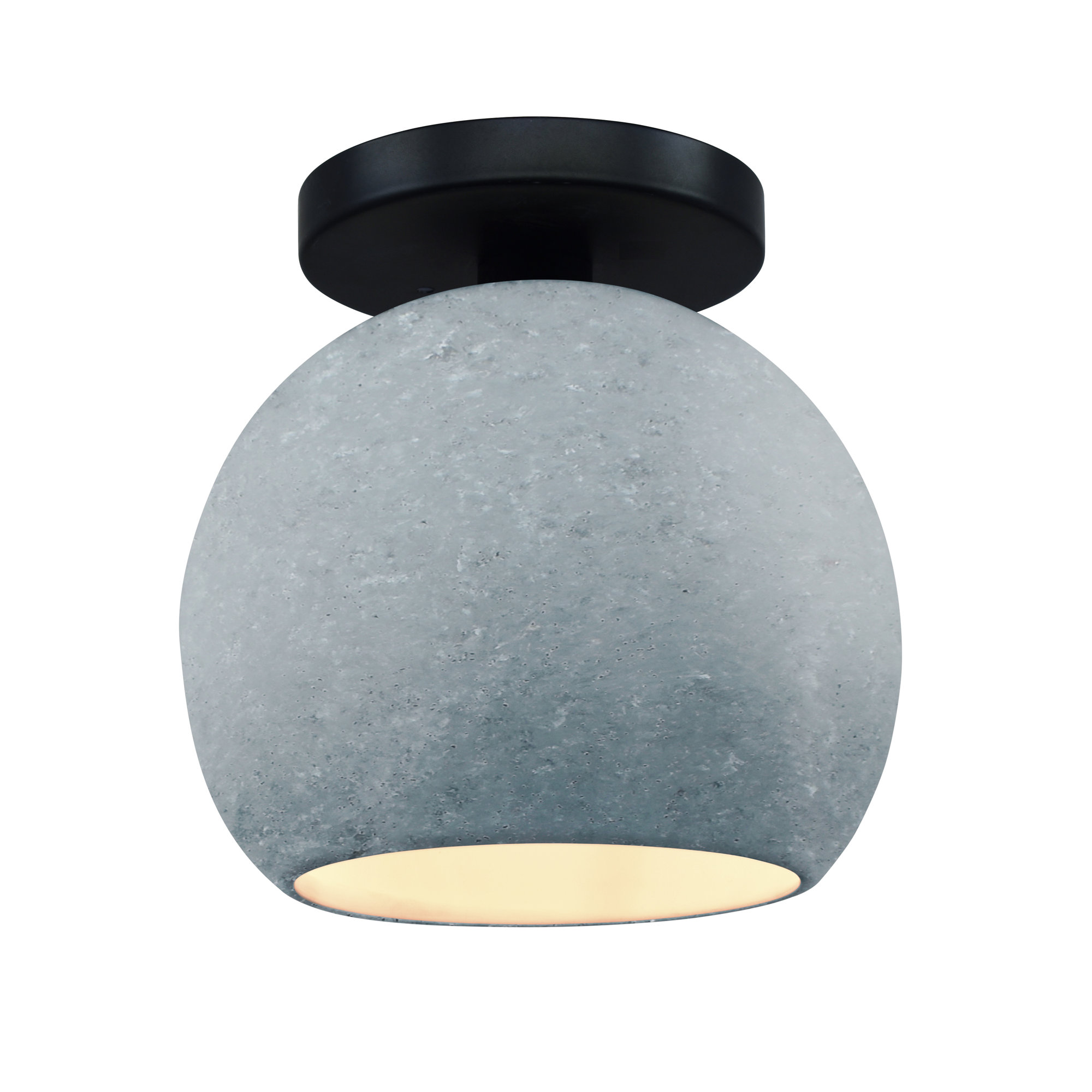Single Light Ceramic LED Semi Flush Mount, Concrete, 9" H x 10" W x 10" D, Matte Black