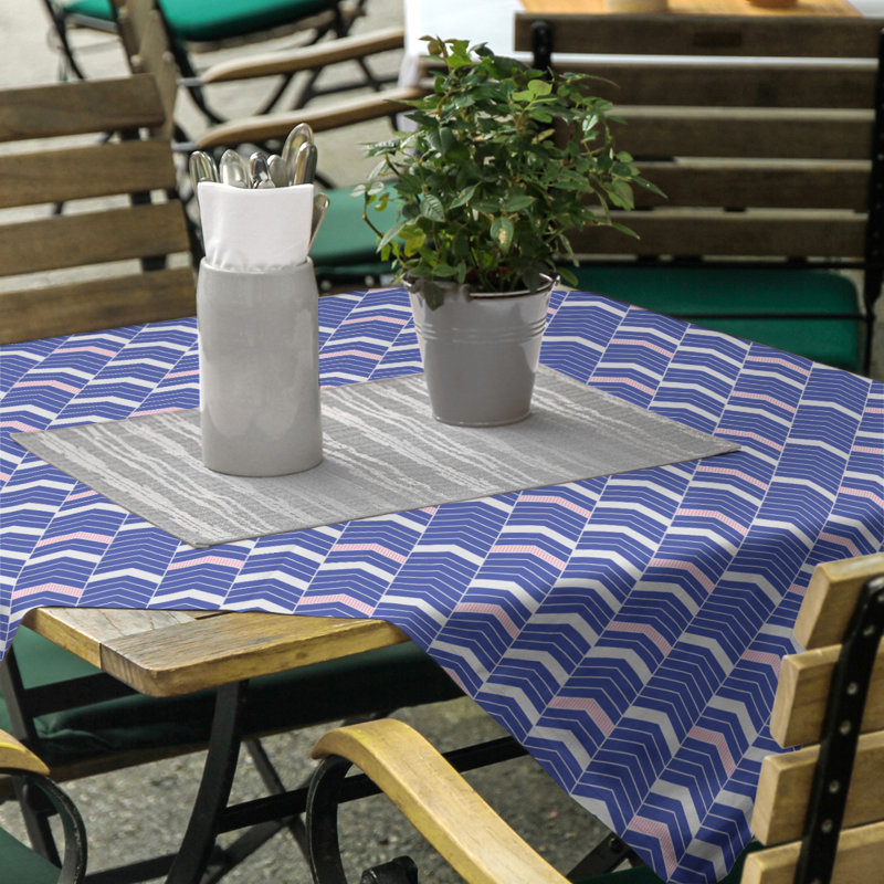 Stephenie Lined Chevrons Tablecloth, Blue/Pink