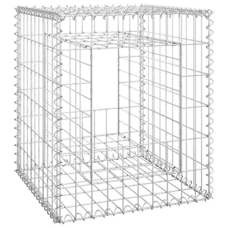 Silver Weather-Resistant Iron Gabion Basket Post 19.7" x 19.7" x 23.6"