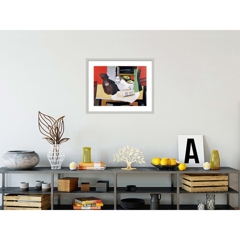 Nature morte avec une guitare par Pablo Picasso, impression giclée sur cadre, H 23,5 po x l 28,99 po