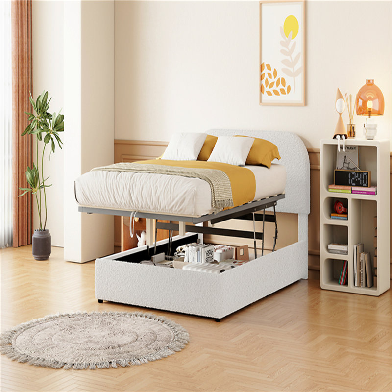Lit plateforme tapissier Teddy, Double