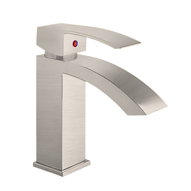 Robinet de salle de bain avec déchets déroulants Jem, Nickel brossé