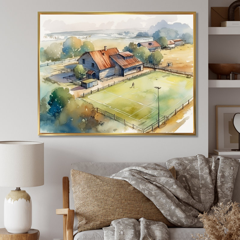 «Robinia Soccer Field Adventures III», reproduction sur toile, H 12 po x l 20 po x P 1 po, Cadre flottant doré