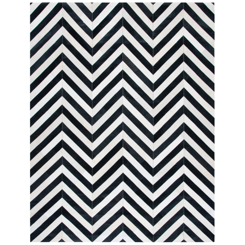 Tapis en cuir tissé à la main Drage Studio, Rectangle 8 pi x 10 pi