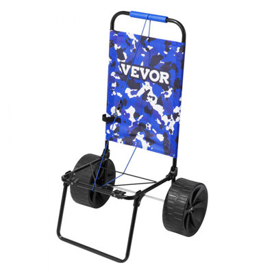 Beach Dolly with Big Wheels for Sand, 15.4" x 15.7" Cargo Deck, w/ 10" PE Solid Wheels, 69LBS Loading Capacity Folding Sand Cart