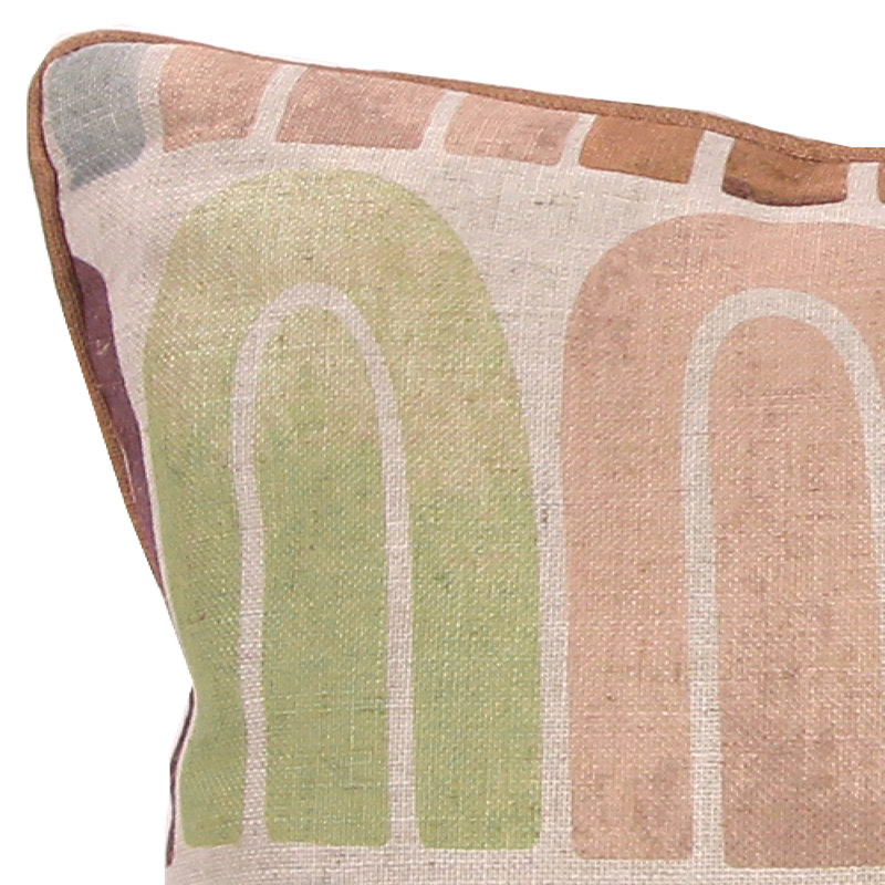 18" Multicolor Arches Geometric Square Throw Pillow with Welt