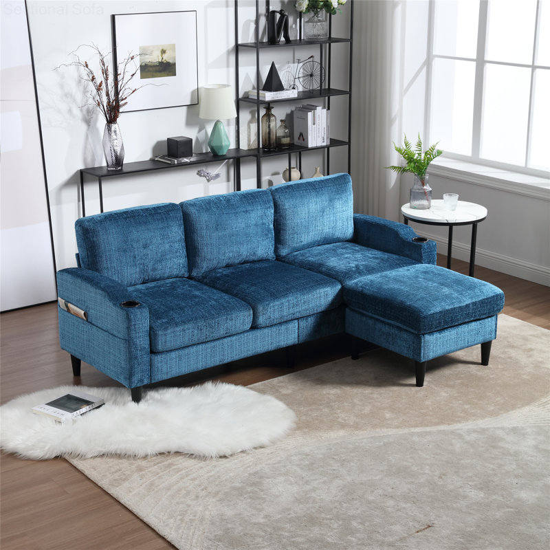 Canapé modulaire 2 pièces Adylynn, Chenille bleu sarcelle