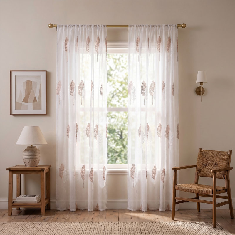 Semi Sheer Curtain Pair, 130 cm Width x 160 cm Drop