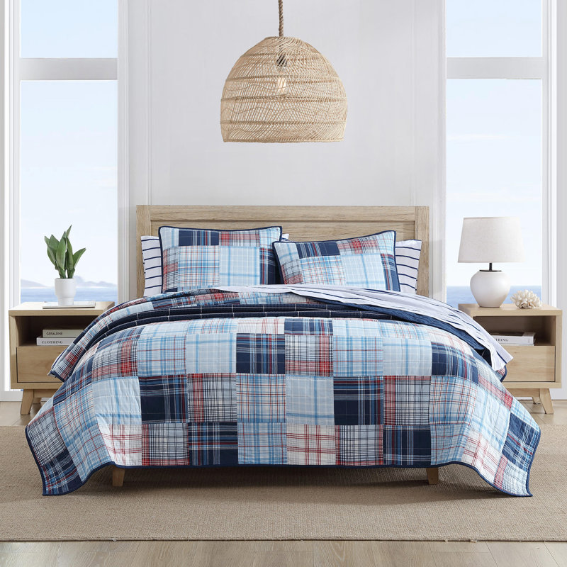 Nautica Stony Point Cotton Blue Sham Set, Queen
