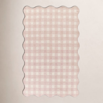 Lola Hand Tufted Wool Plaid Pink Area Rug