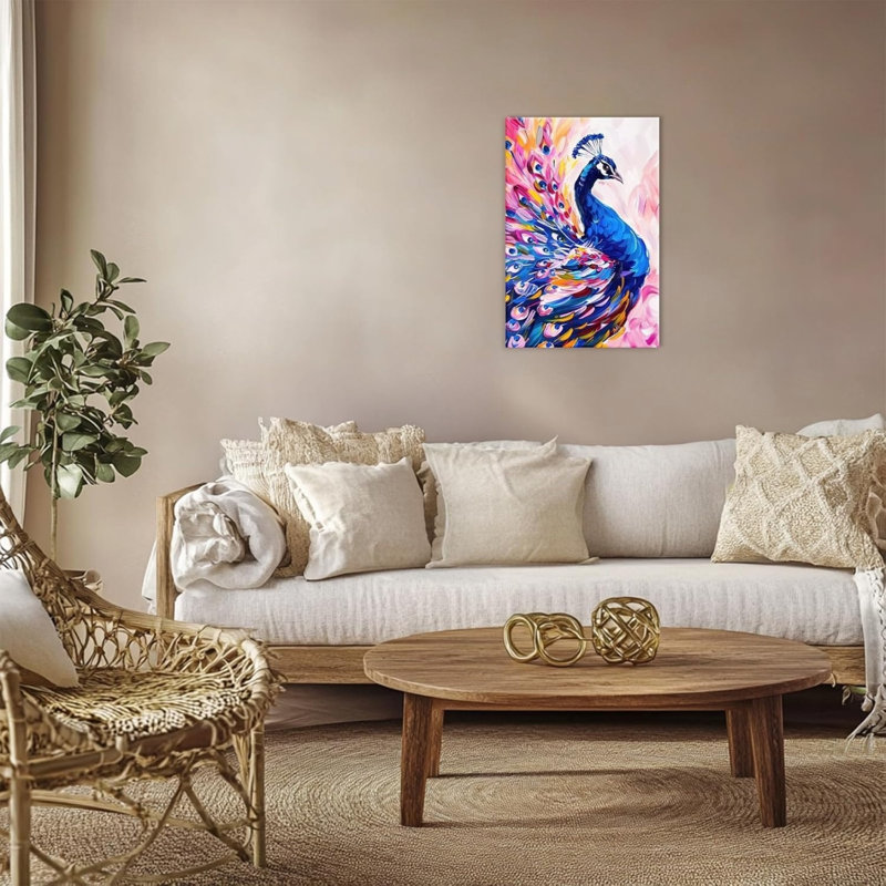 Décoration murale paon non encadrée 12 po x 18 po