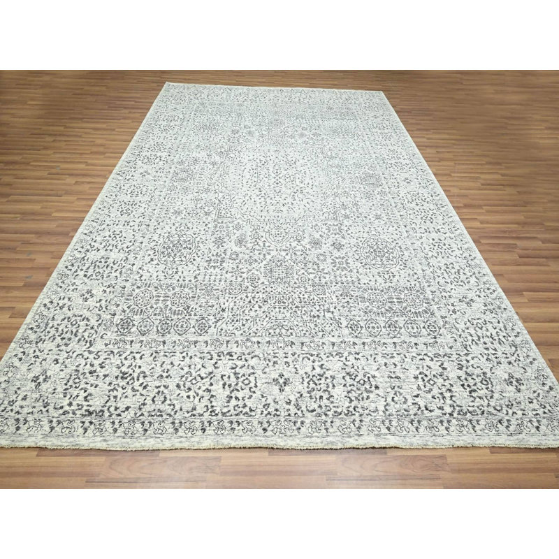 Tapis oriental rectangulaire en laine noué à la main 9 pi 1 po x 12 pi 0 po - MOA10276547