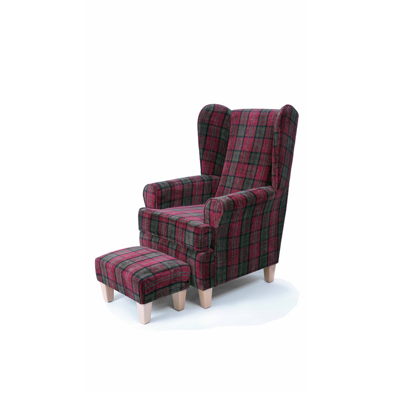Rockleigh Upholstered Wingback Chair With Footstool
