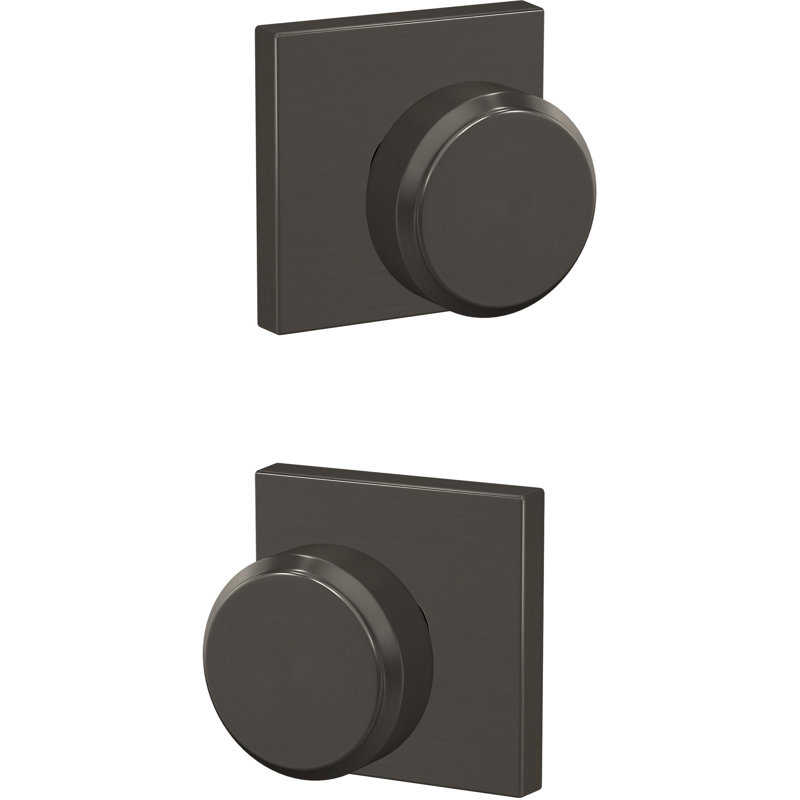 Bowery Double Dummy Knob with Collins Trim, Black