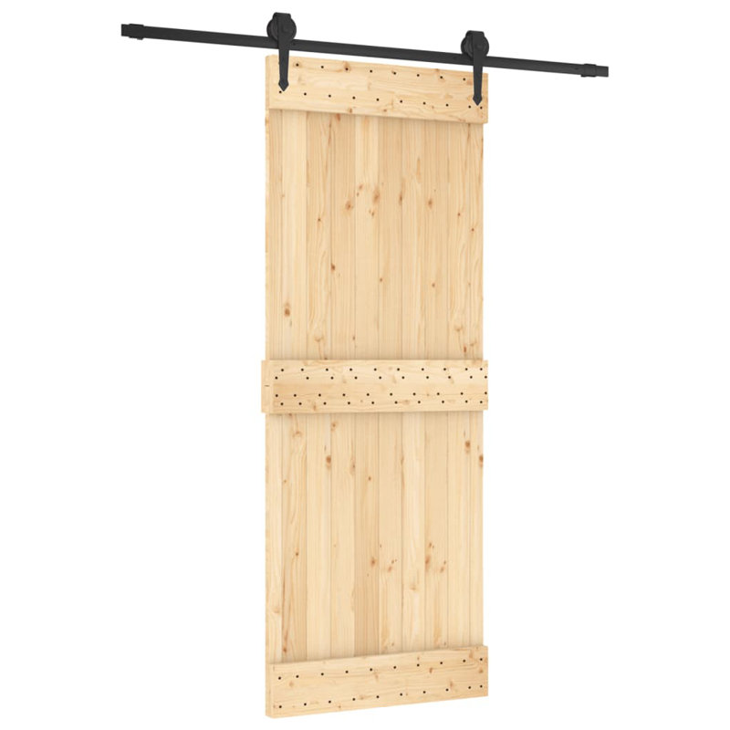 Porte coulissante avec quincaillerie Vidaxl, 27,6 po x 82,7 po, Noir/naturel