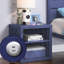 Table de chevet moderne et industrielle avec - Bleu Cargo, 2 compartiments ouverts, construction, plaque de fer bleue compacte, conception compacte