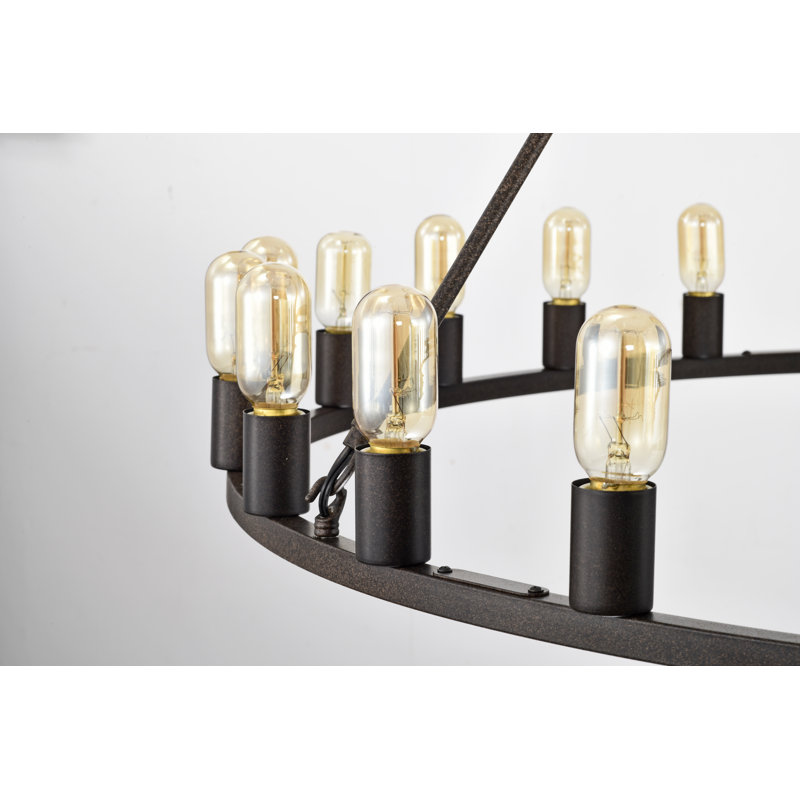 Hemple 24 - Light Dimmable Chandelier, Rustic Iron