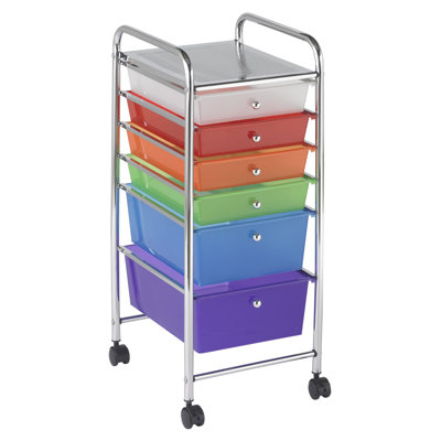 ECR4Kids 6-Drawer Everyday Rolling Utility Storage Cart, Mobile Organizer