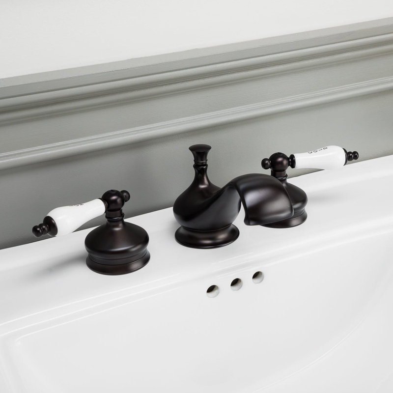 2-handle Bathroom Faucet with Drain Assembly, Black