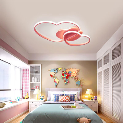 20.47x12.99" Pink Heart-shape Flush Mount Light