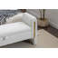 Banc de rangement en tissu avec bande de garniture en métal doré pour salon