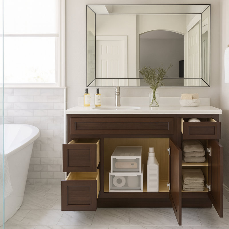 Base de meuble-lavabo simple 51 po seulement, Brun