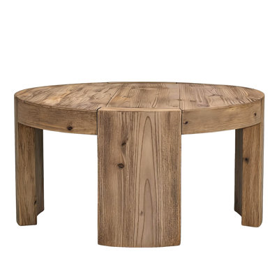 Solid Wood Round 31.5-Inch Farmhouse Circle Center Cocktail Tea Coffee Table for Living Room, Easy Assembly