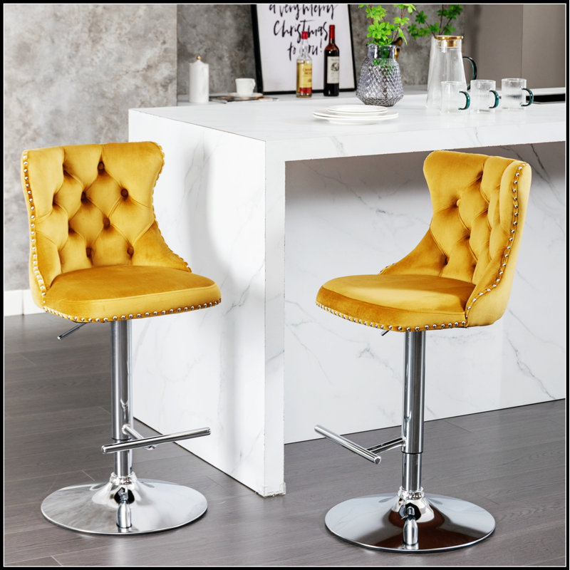 Tabourets de bar Golden, Argent, Jaune