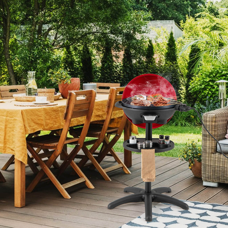 Barbecue électrique électrique 1350W antiadhésif à 4 températures pour le camping extérieur - rouge