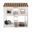 Lit superposé simple Nara, conception de maison avec échelle, bois rustique blanc