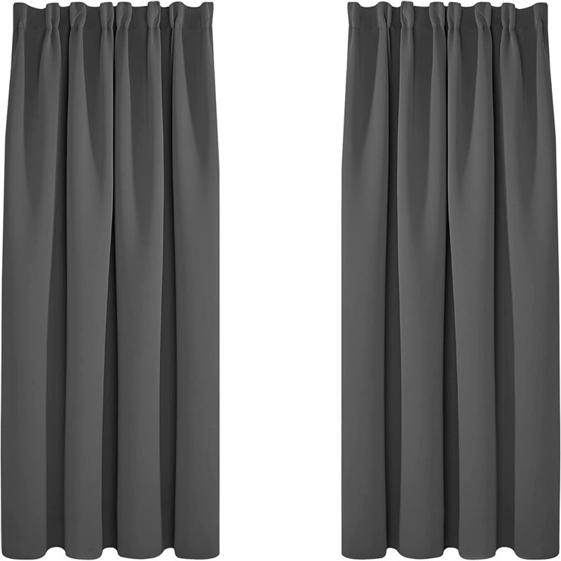 Kokichi Blackout Curtain Pair, 132cm Width x 160cm Drop D cm, Light Grey
