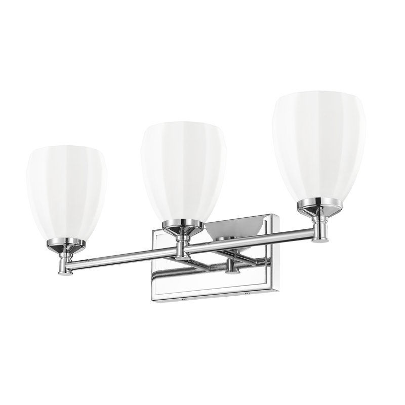 Coiffeuse Mattera, H 10 po x l 24 po x P 6,5 po, Chrome, Trois lumières