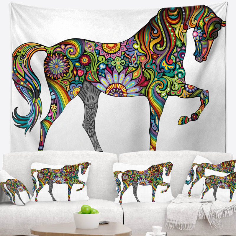 Tapisserie de cheval gai Animal, H 50 po x l 60 po