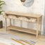Console rustique en nid d'abeille avec 3 tiroirs de rangement et tablette ouverte-2095061733