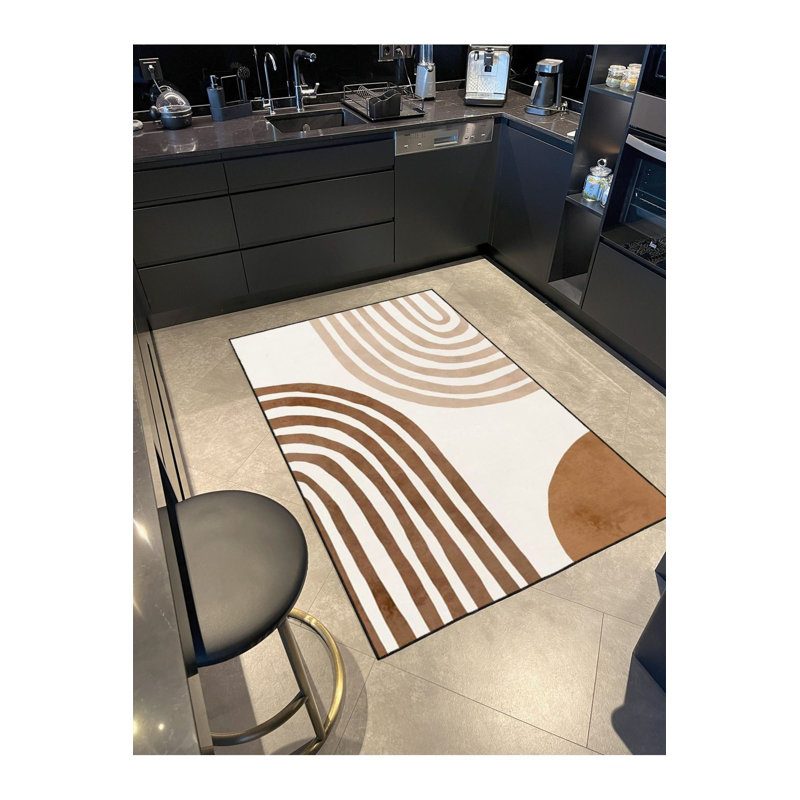 Tapis d'angle décoratif à motif rayé lavable à la machine, Couvre-matelas rectangulaire 2 pi 6 po x 4 pi 11 p