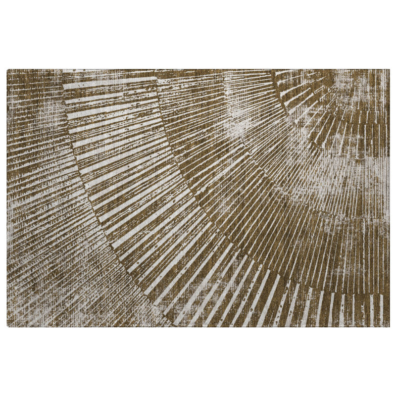 Premium Machine Washable Dream Shag ADS542 Fan-Like Rug, 1'8" x 2'6", Chocolate